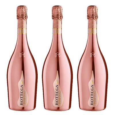 Bottega Gold Rose Sparkling 75cl Treble Prosecco Set